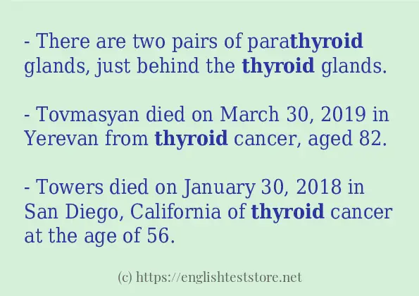 In sentence examples of thyroid