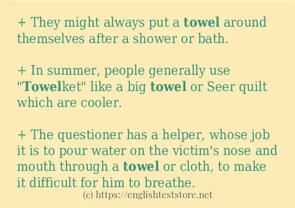 In-sentence examples of towel