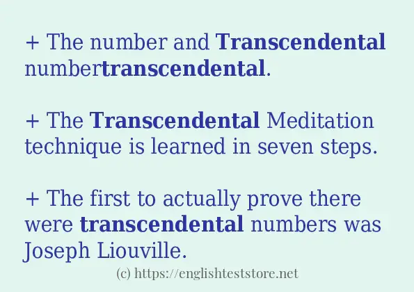 In-sentence examples of transcendental