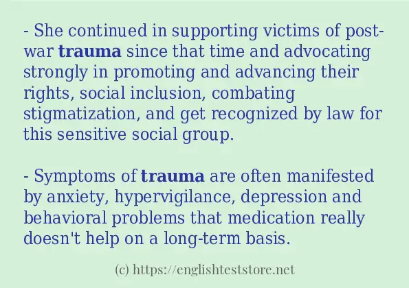 In-sentence examples of trauma