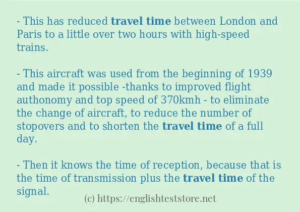 In-sentence examples of travel time