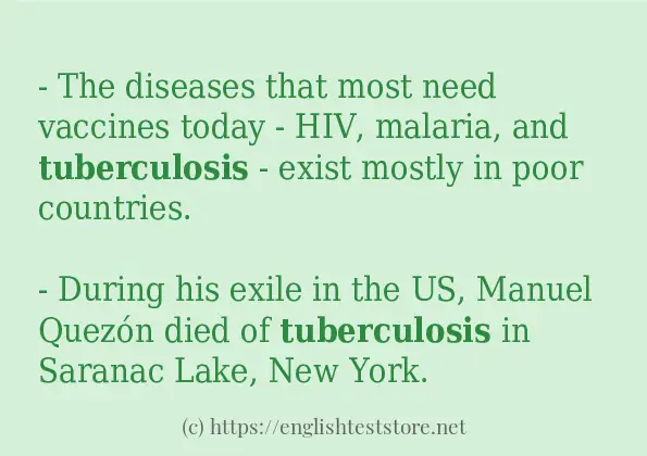 In sentence examples of tuberculosis