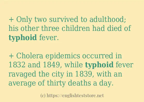 In-sentence examples of typhoid