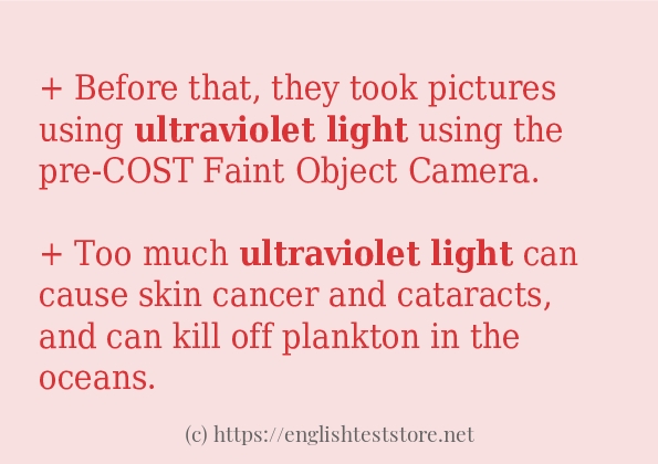 In sentence examples of ultraviolet light