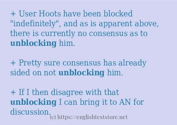 In sentence examples of unblocking