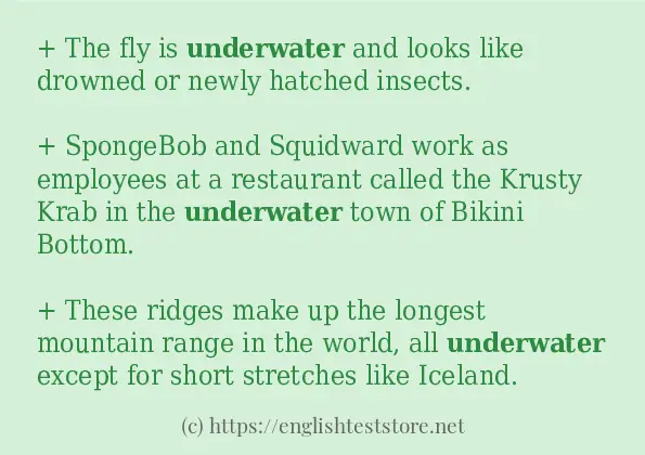 In-sentence examples of underwater