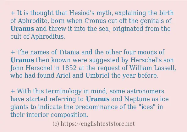 In-sentence examples of uranus