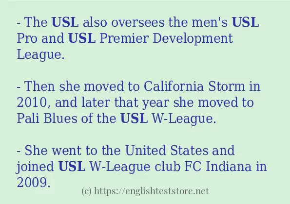 In sentence examples of usl