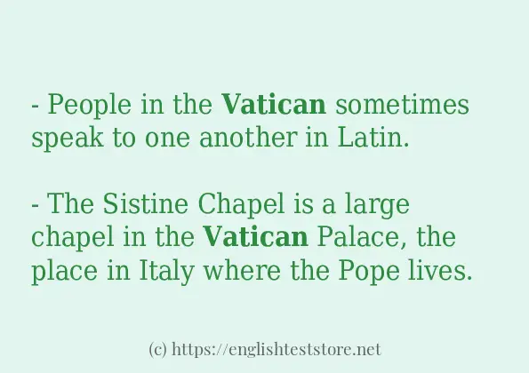 In sentence examples of vatican