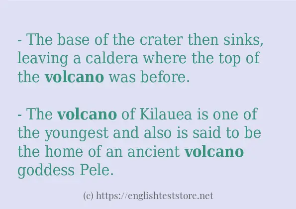 In sentence examples of volcano