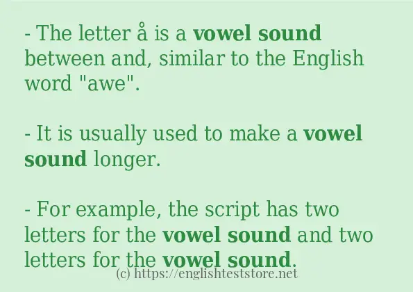 In-sentence examples of vowel sound