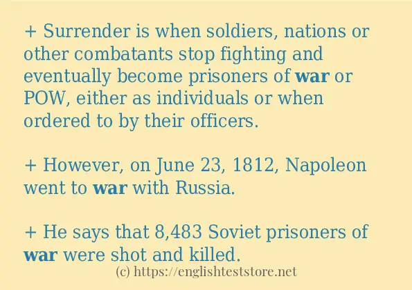 In-sentence examples of war