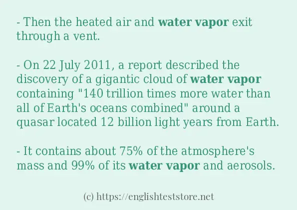 In-sentence examples of water vapor