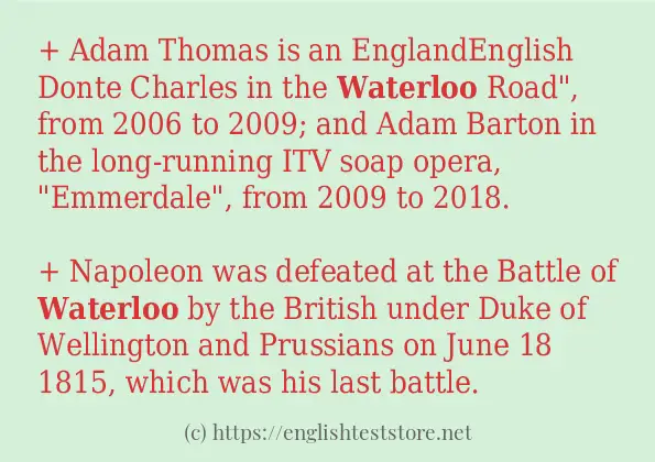 In-sentence examples of waterloo