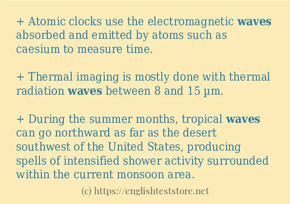 In sentence examples of waves