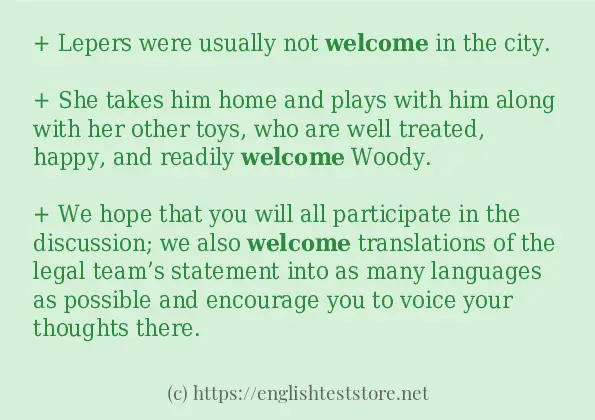 In-sentence examples of welcome