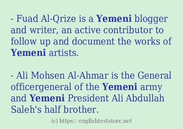 In sentence examples of yemeni