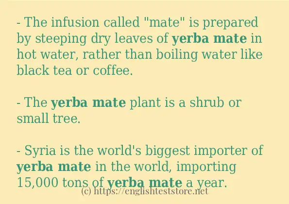 In sentence examples of yerba mate