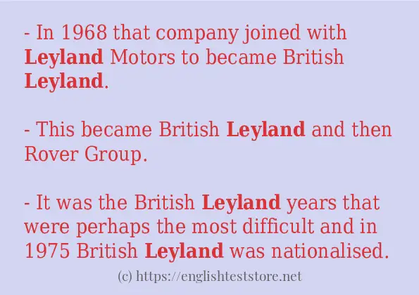 In sentence use of Leyland