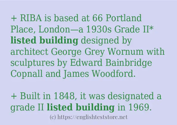 In sentence use of Listed building