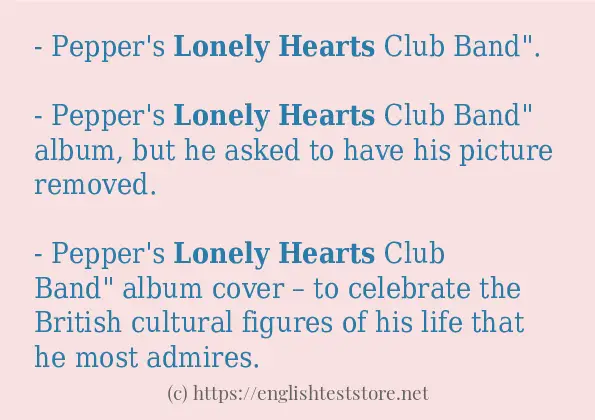 In sentence use of Lonely hearts