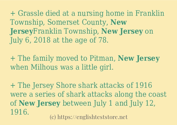 In sentence use of New Jersey