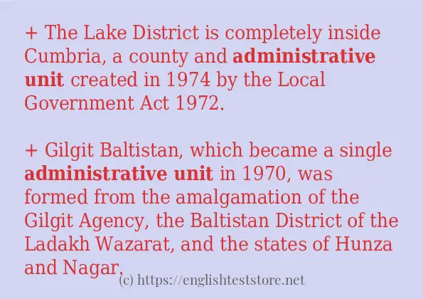 In sentence use of administrative unit