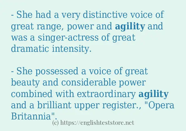 In sentence use of agility In sentence use of agility