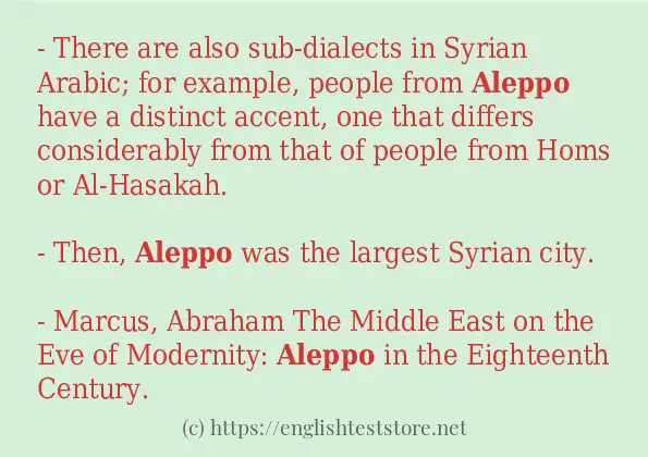 In sentence use of aleppo