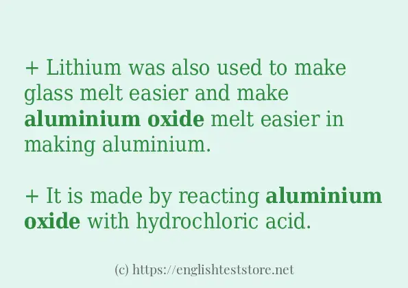 In sentence use of aluminium oxide
