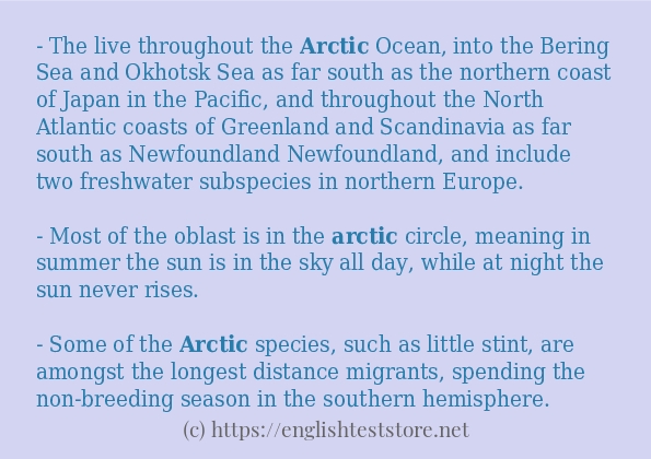 In sentence use of arctic