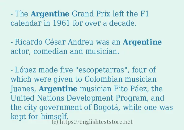 In sentence use of argentine