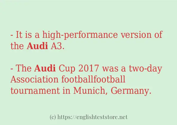 In sentence use of audi