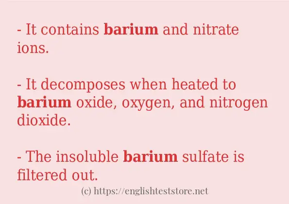 In sentence use of barium