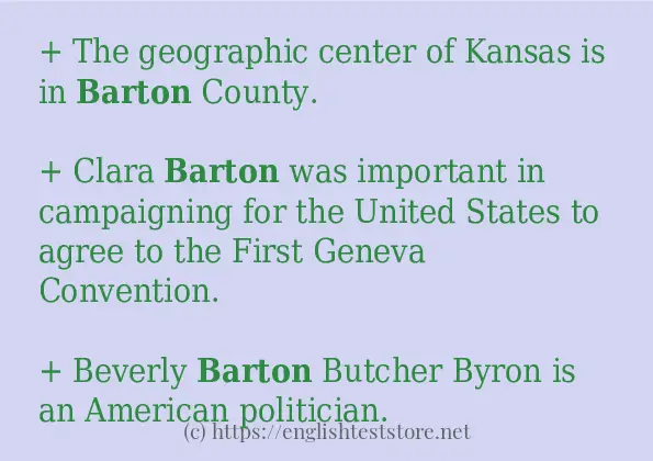In sentence use of barton
