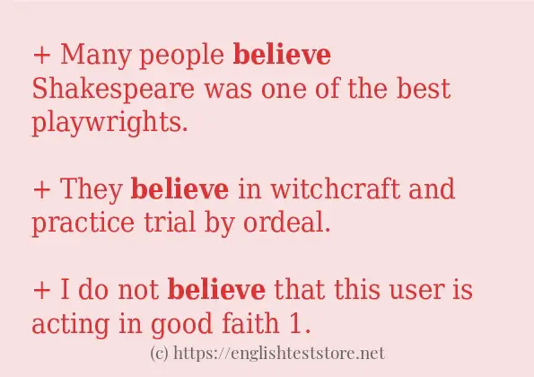 In sentence use of believe