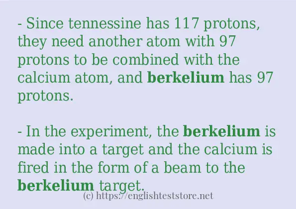 In sentence use of berkelium