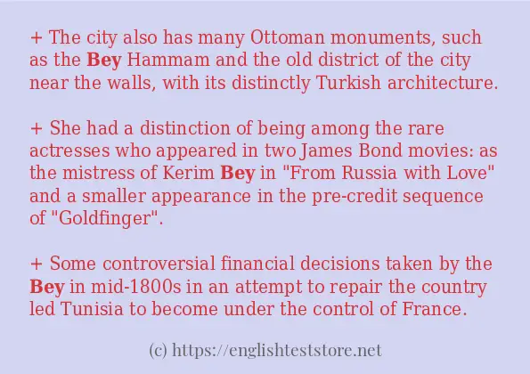 In sentence use of bey