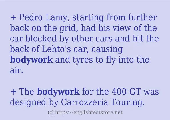 In sentence use of bodywork