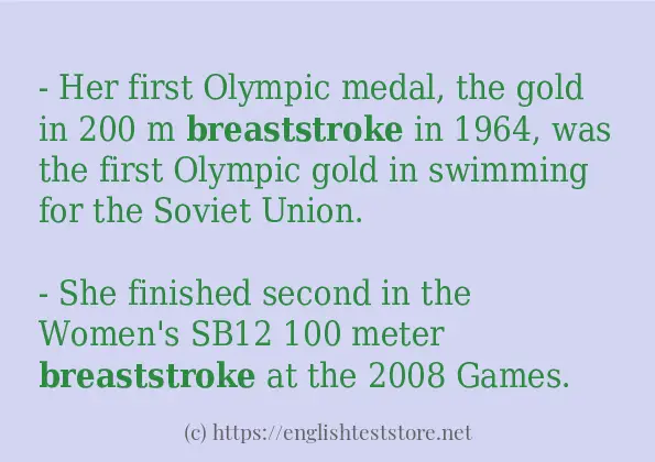In sentence use of breaststroke In sentence use of breaststroke