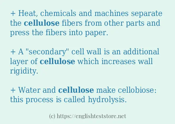 In sentence use of cellulose