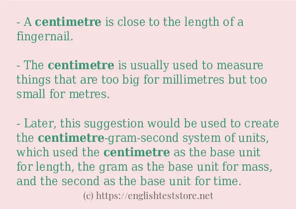 In sentence use of centimetre