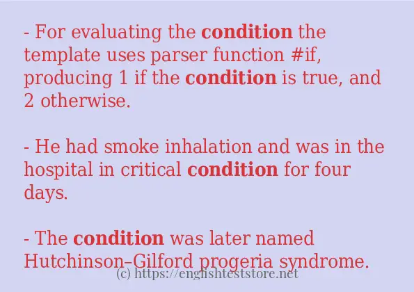 In sentence use of condition