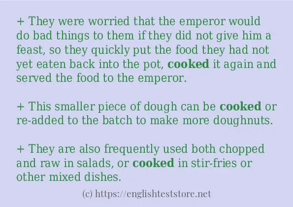 In sentence use of cooked