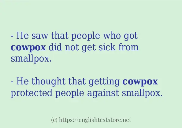 In sentence use of cowpox