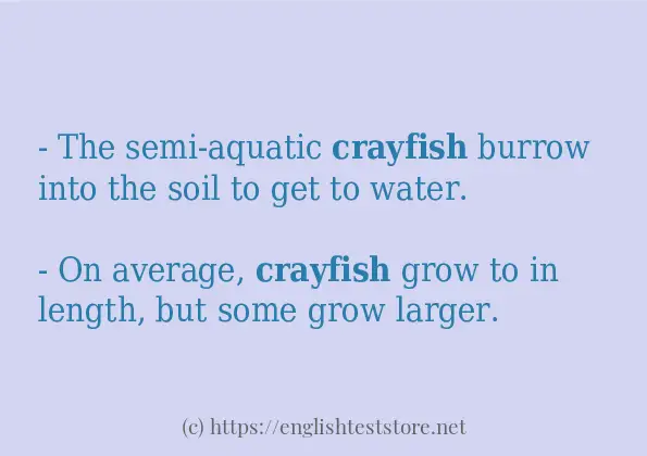 In sentence use of crayfish