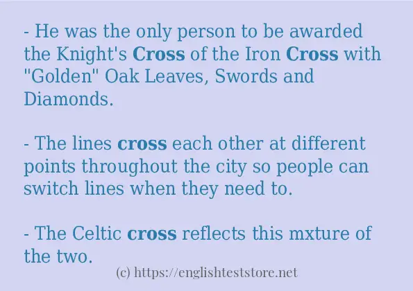 In sentence use of cross