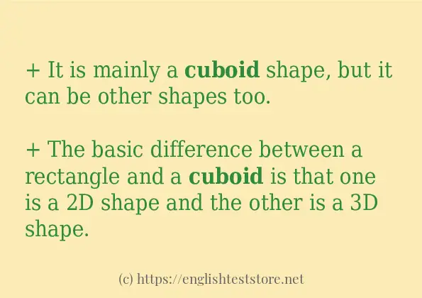 In sentence use of cuboid