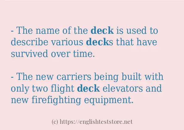 In sentence use of deck