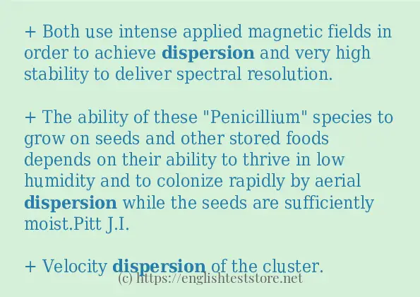 In sentence use of dispersion